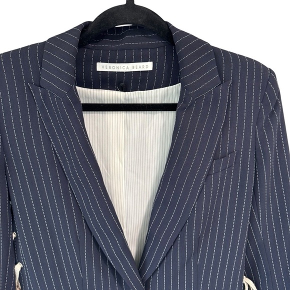 Veronica Beard Taylor Striped Lace-Up Blazer. Size 8. - Picture 6 of 14
